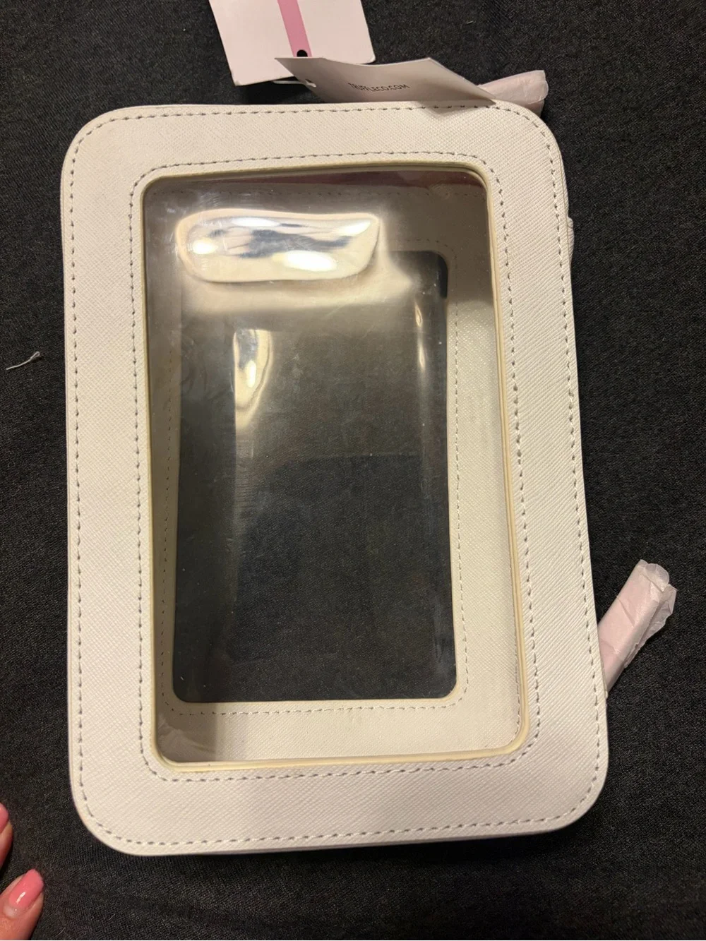Truffle for Neiman Marcus Clear-Window Cosmetic Case in Pink and Cream